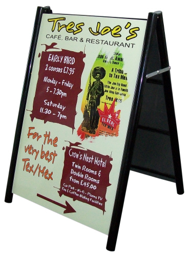 Large Arden Pavement Sign with Tres Joe's graphics